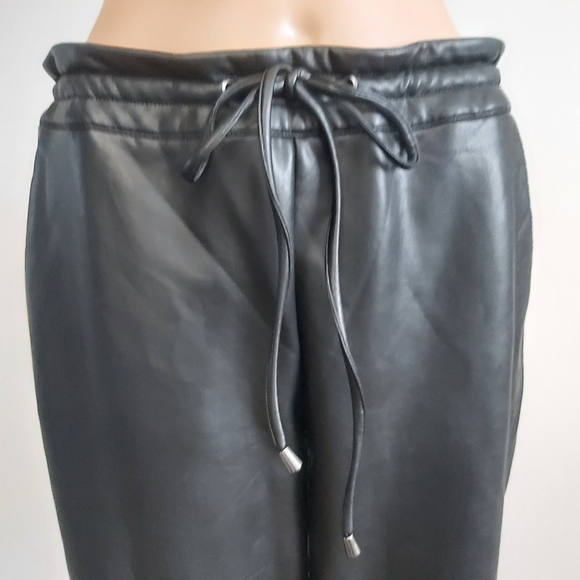 π€Kaffe Kavilla black pleather pants faux leather drawstring waistπ€ - Picture 5 of 16